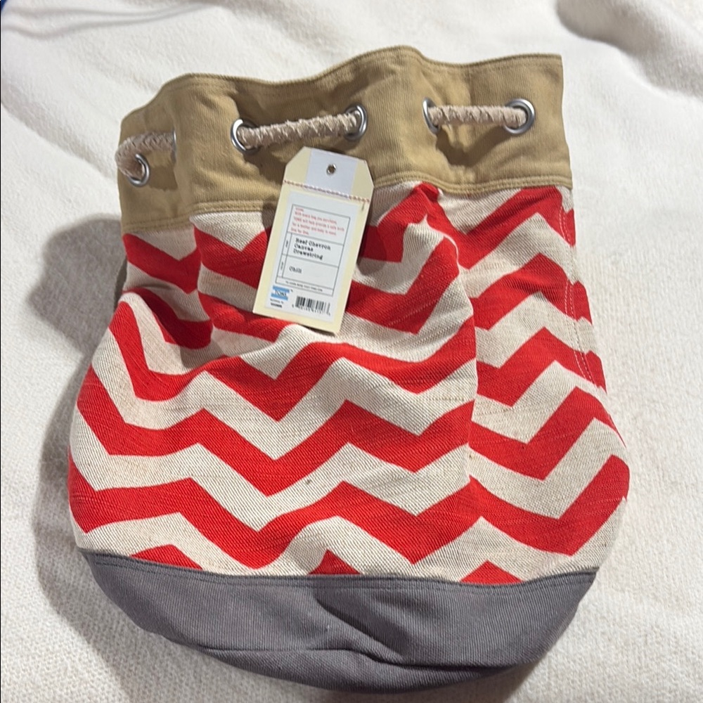 Toms Red and Tan Chevron Shoulder Bag